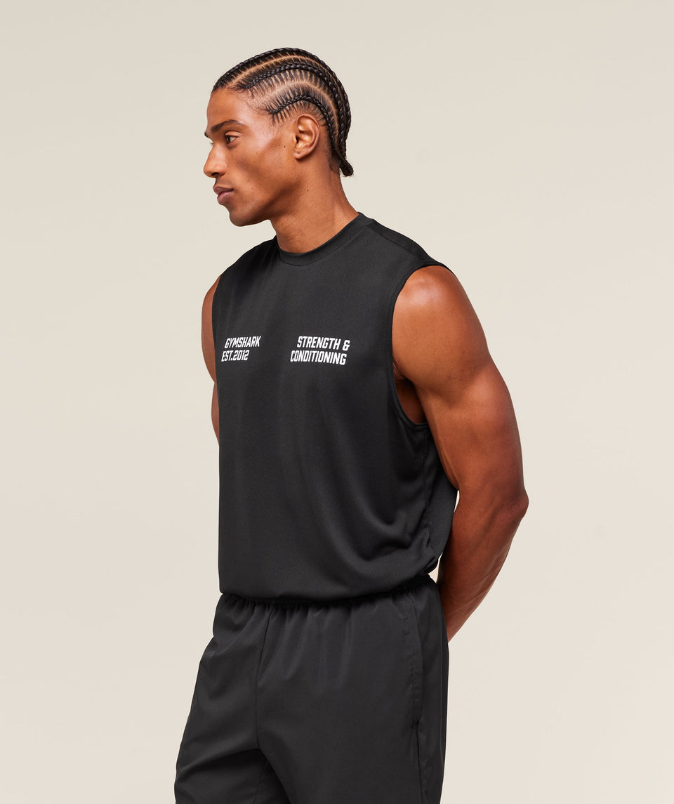 Gymshark S&C Graphic Cut Off Tank - Black