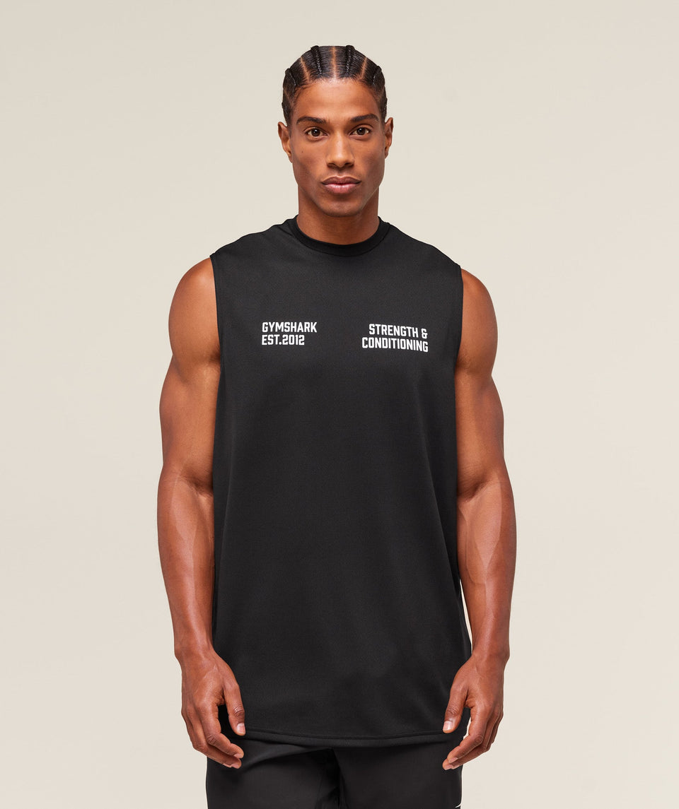 Gymshark S&C Graphic Cut Off Tank - Black