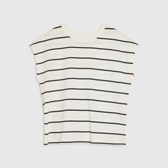 Cream Striped Grown On Sleeve T-shirt