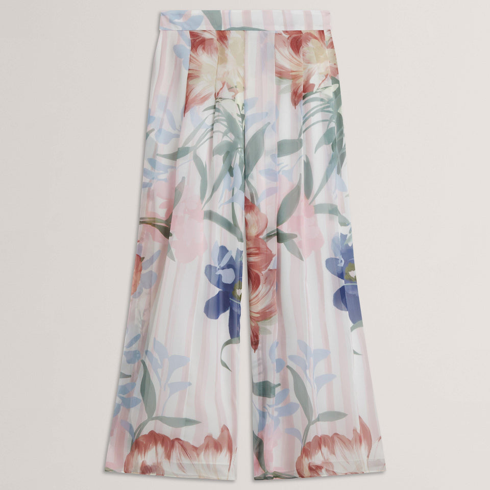 Ted Baker Floral Pleated Chiffon Wide Leg Trousers