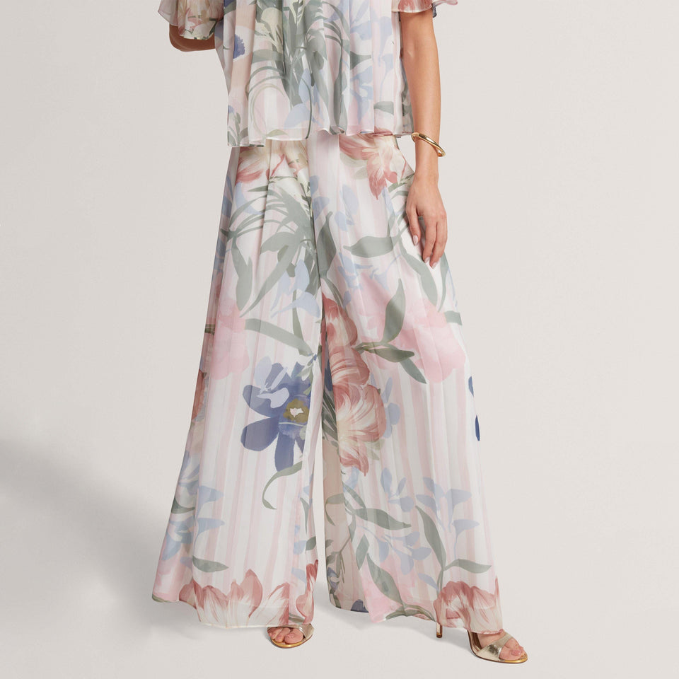 Ted Baker Floral Pleated Chiffon Wide Leg Trousers