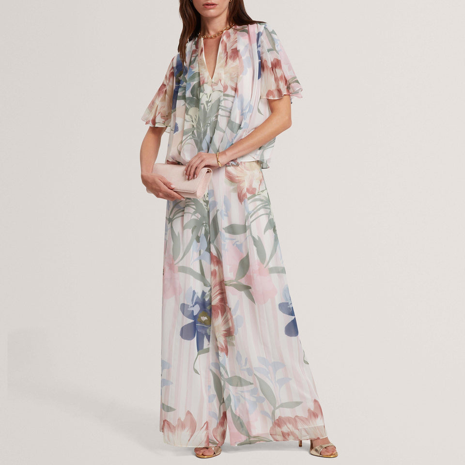 Ted Baker Floral Pleated Chiffon Wide Leg Trousers