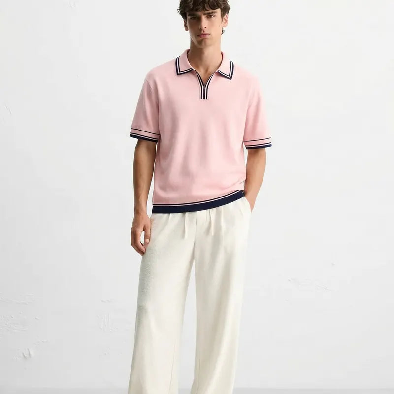 Monaco Knit Polo – Rose