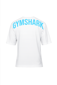 Gymshark Power T-Shirt oversized fit GS White/GS Brand Blue