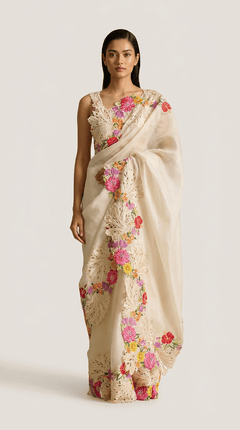 Blush Rosé Banarasi Silk Saree With Gold Zari Weave