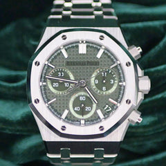 Audemars Piguet MINT COMPLETE SET Royal Oak Selfwinding Green Dial Stainless Steel Bracelet 26240 ST