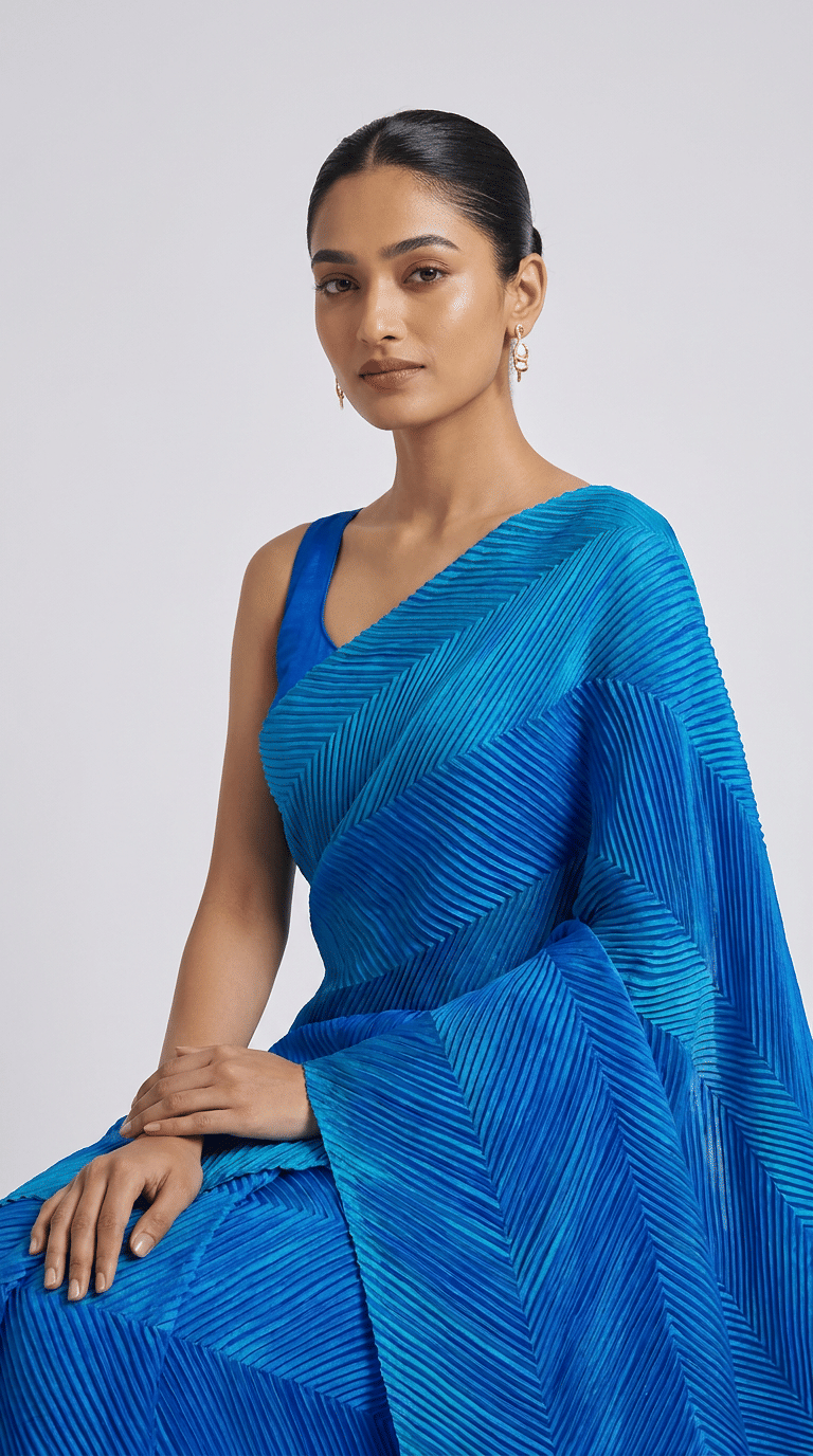 Azure Prism Contemporary Silk Saree