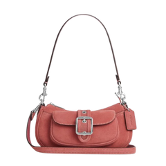 Coach Ashton Mini Shoulder Bag suede Silver Pink