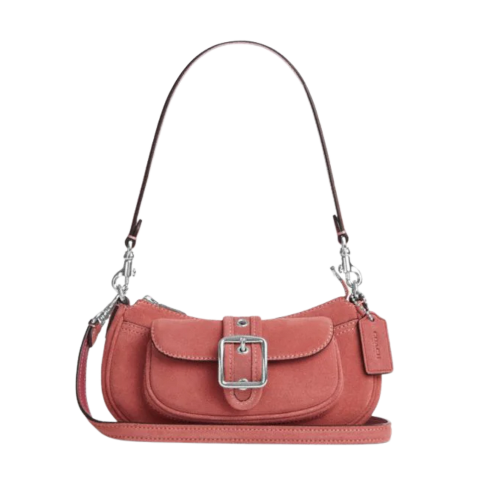 Coach Ashton Mini Shoulder Bag suede Silver Pink