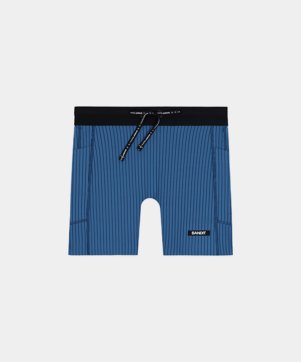 Bandit Womens Striped Cadence 5 Compression Shorts Ink Blue Aegean