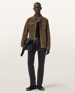 AllSaints Sully Suede Shirt Baker Brown