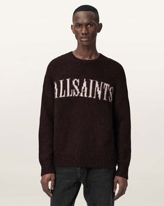 AllSaints Stokes Oversized Boxy Sweater Brown/Ecru White