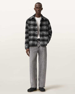AllSaints Korey Relaxed Fit Check Shirt Black/Charcoal
