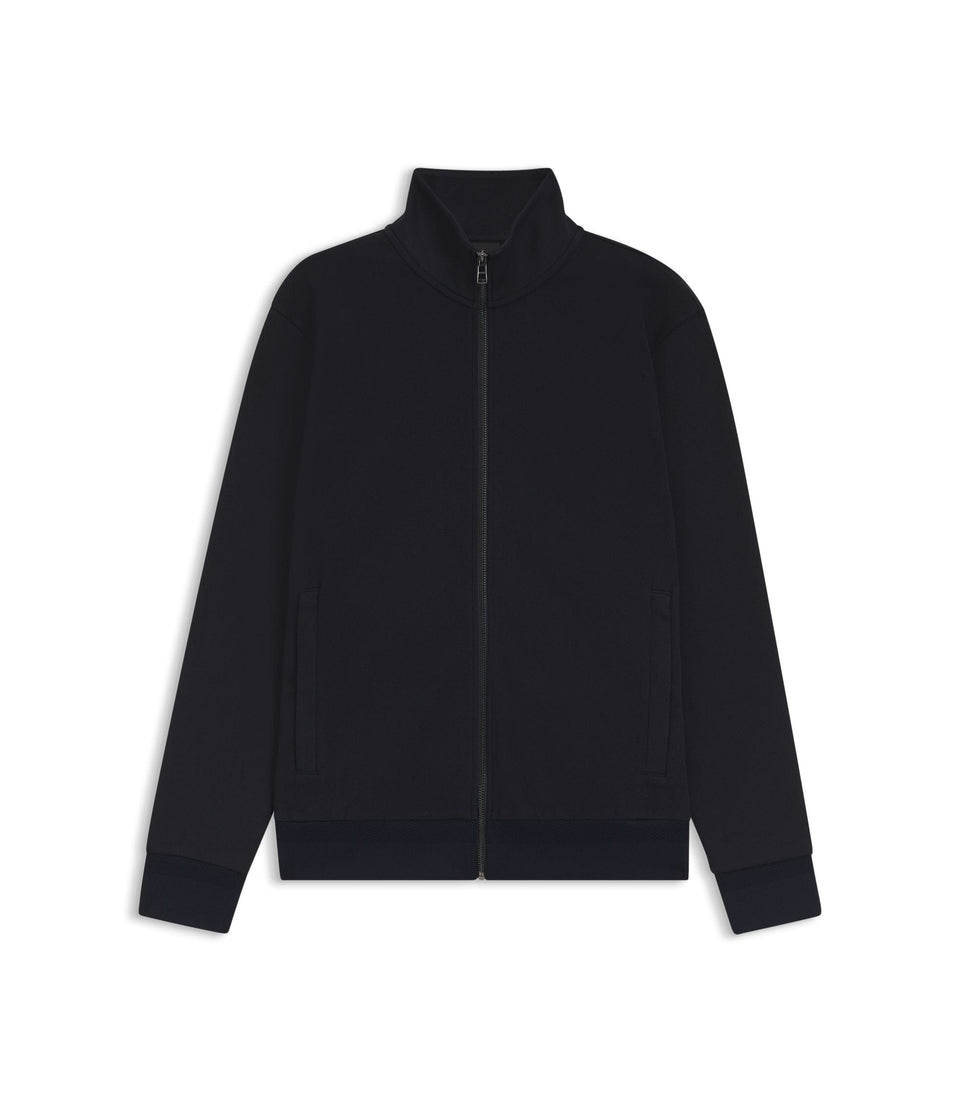 Boss Zip Up Sweatshirt In Mercerized Stretch Cotton Piqu Dark Blue