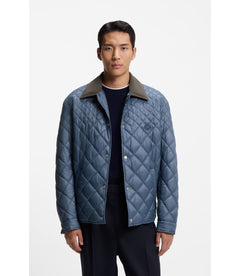 Boss Water Repellent Jacket With Mixed Quilting Light Blue