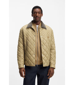 Boss Water Repellent Jacket With Mixed Quilting Khaki