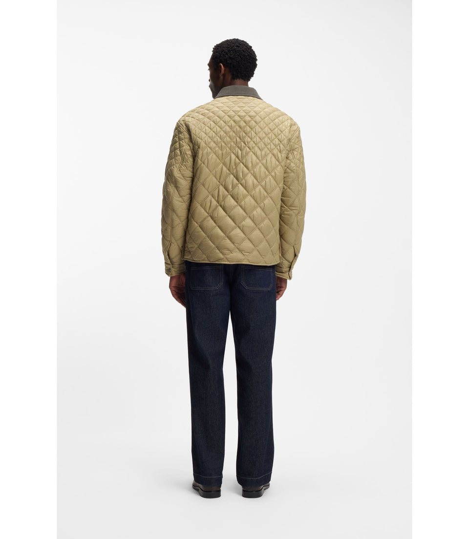 Boss Water Repellent Jacket With Mixed Quilting Khaki