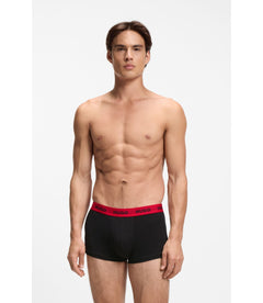 Hugo Three Pack Trunks With Jacquard Logo Waistband Dark Grey