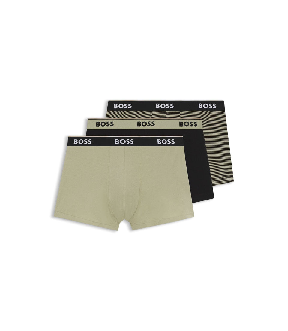 Boss Three Pack Of Trunks With Logo Waistbands Light Green