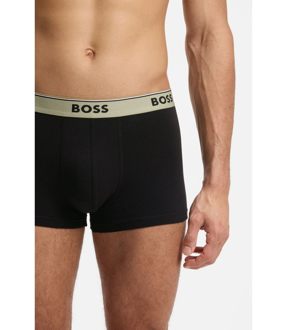 Boss Three Pack Of Trunks With Logo Waistbands Light Green