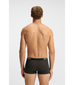 Boss Three Pack Of Trunks With Logo Waistbands Light Brown