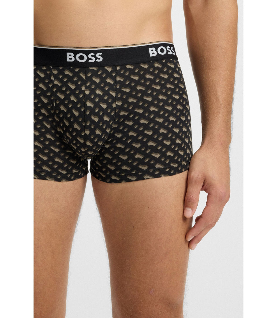 Boss Three Pack Of Trunks With Logo Waistbands Light Brown
