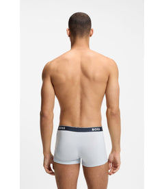 Boss Three Pack Of Stretch Cotton Trunks With Logo Waistbands Light Blue