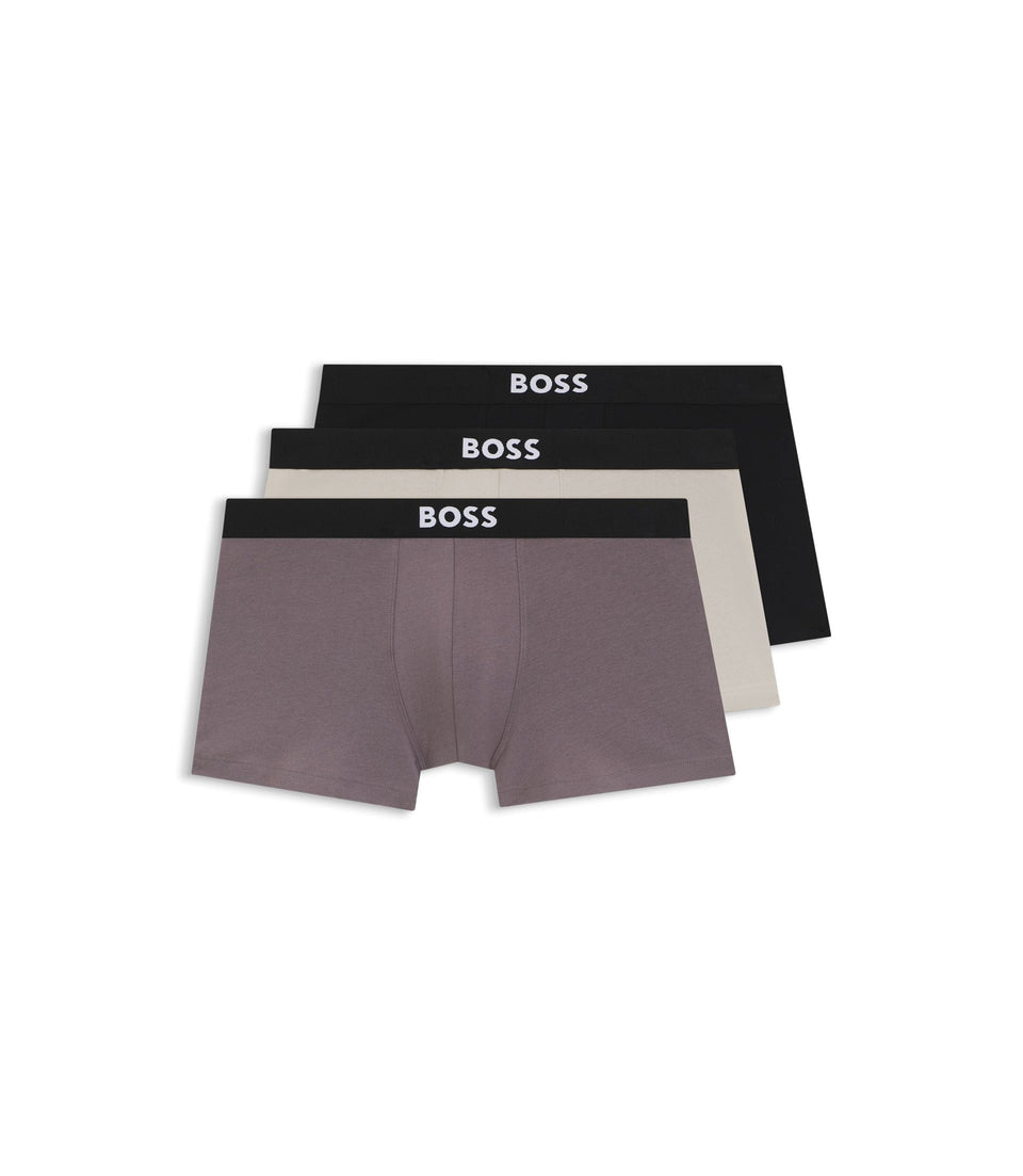Boss Three Pack Of Stretch Cotton Trunks Light Grey