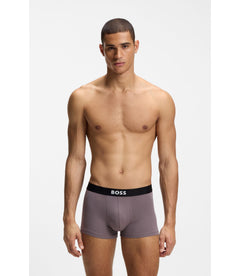 Boss Three Pack Of Stretch Cotton Trunks Light Grey