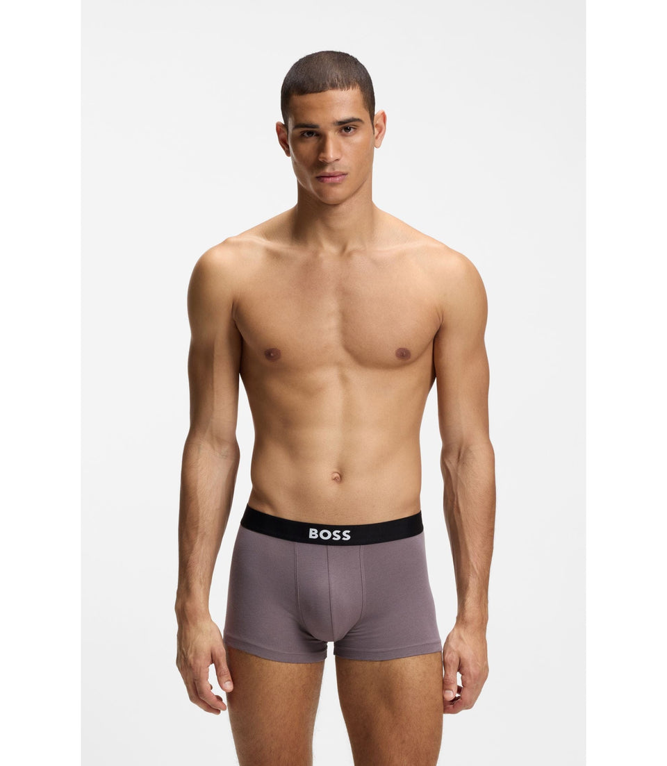 Boss Three Pack Of Stretch Cotton Trunks Light Grey