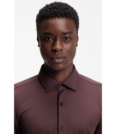 Hugo Slim Fit Shirt In Performance Stretch Jersey Light Brown