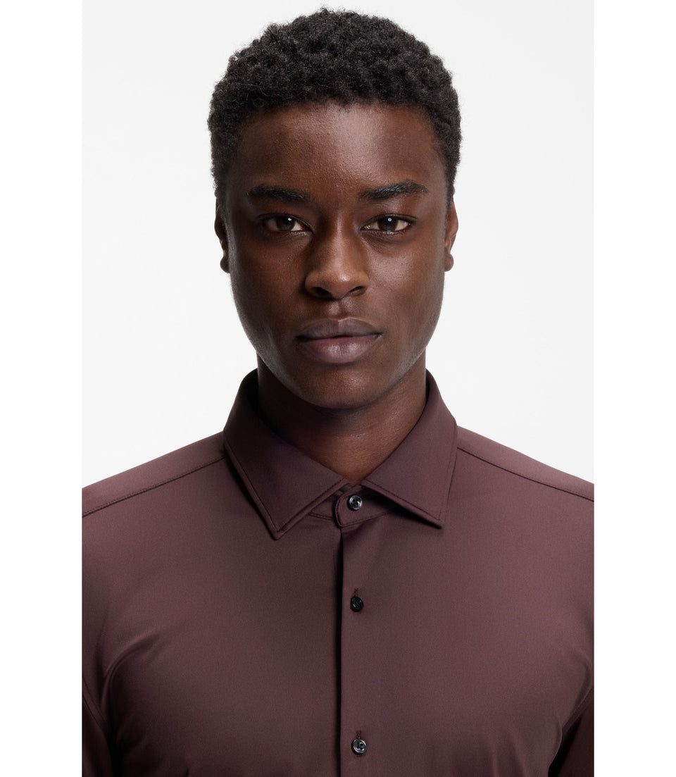 Hugo Slim Fit Shirt In Performance Stretch Jersey Light Brown