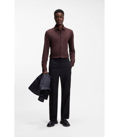 Hugo Slim Fit Shirt In Performance Stretch Jersey Light Brown