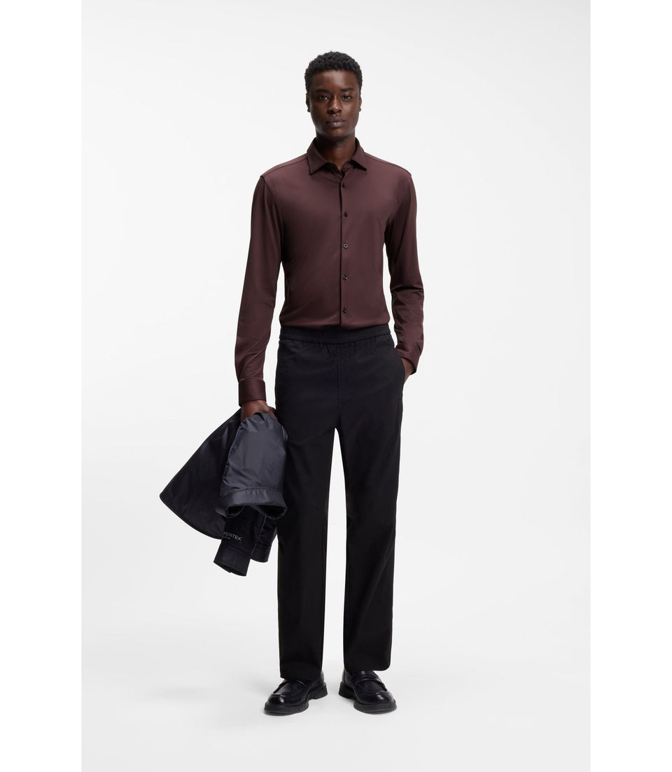 Hugo Slim Fit Shirt In Performance Stretch Jersey Light Brown