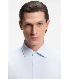 Boss Slim Fit Shirt In Italian Performance Stretch Jersey Light Blue