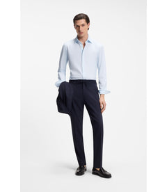 Boss Slim Fit Shirt In Italian Performance Stretch Jersey Light Blue