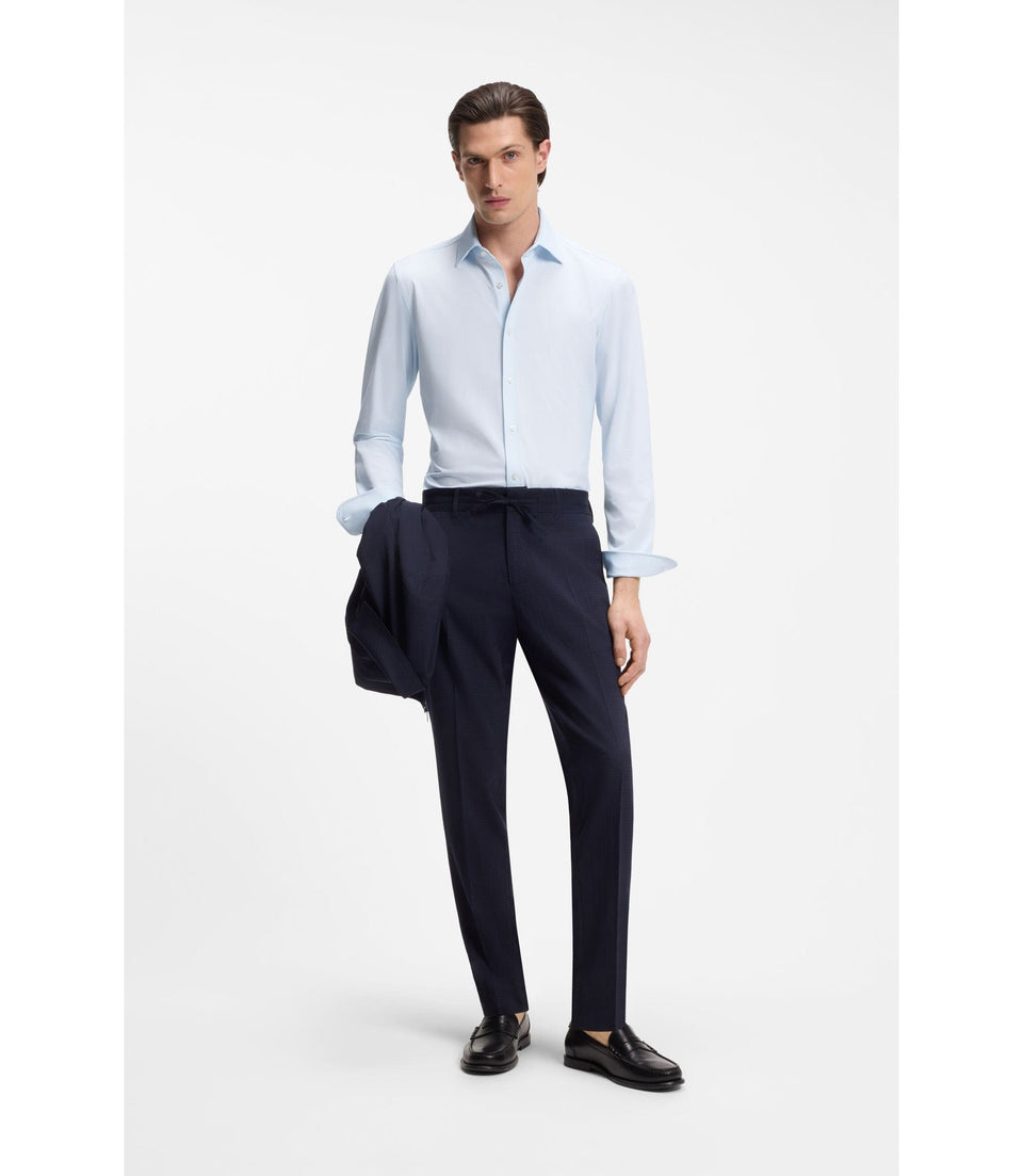 Boss Slim Fit Shirt In Italian Performance Stretch Jersey Light Blue