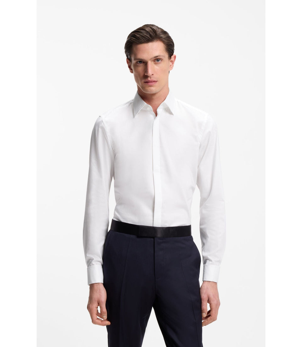 Boss Slim Fit Dress Shirt In Easy Iron Stretch Cotton White