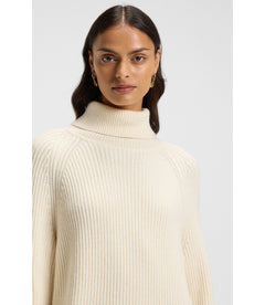 Boss Rollneck Sweater Dress In Virgin Wool And Cashmere White Women's