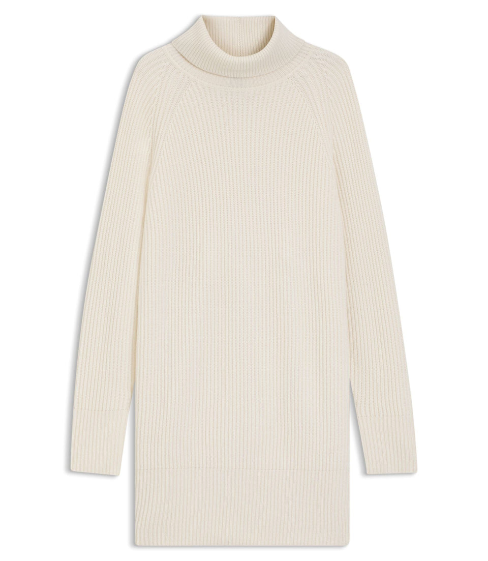 Boss Rollneck Sweater Dress In Virgin Wool And Cashmere White Women's