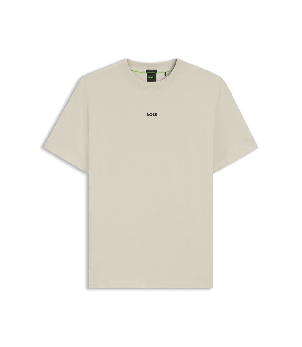 Boss Relaxed Fit T-Shirt In A Stretch Cotton Blend Light Beige