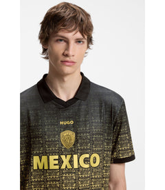 Hugo Relaxed Fit Soccer T-Shirt With Nation Detailing Mexico Grey