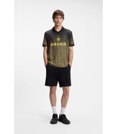 Hugo Relaxed Fit Soccer T-Shirt With Nation Detailing Mexico Grey