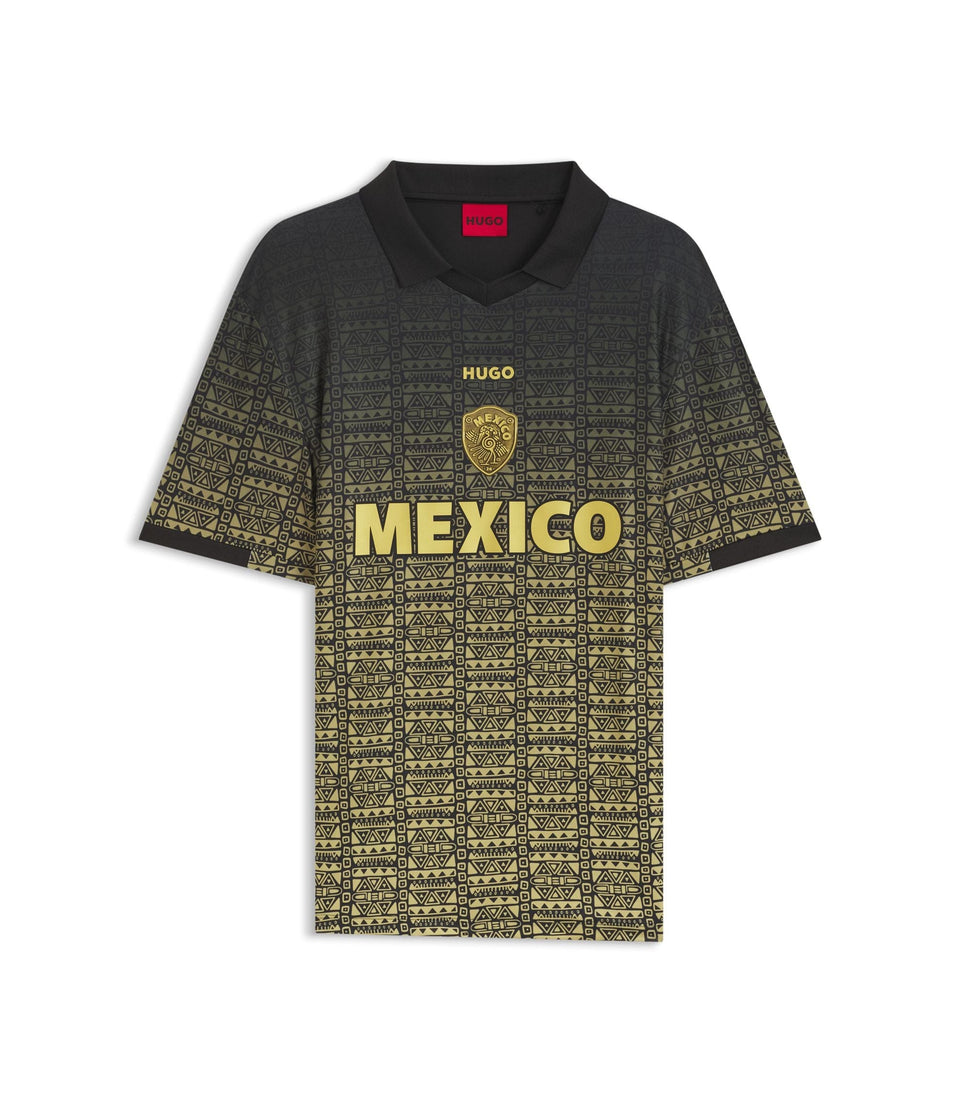 Hugo Relaxed Fit Soccer T-Shirt With Nation Detailing Mexico Grey