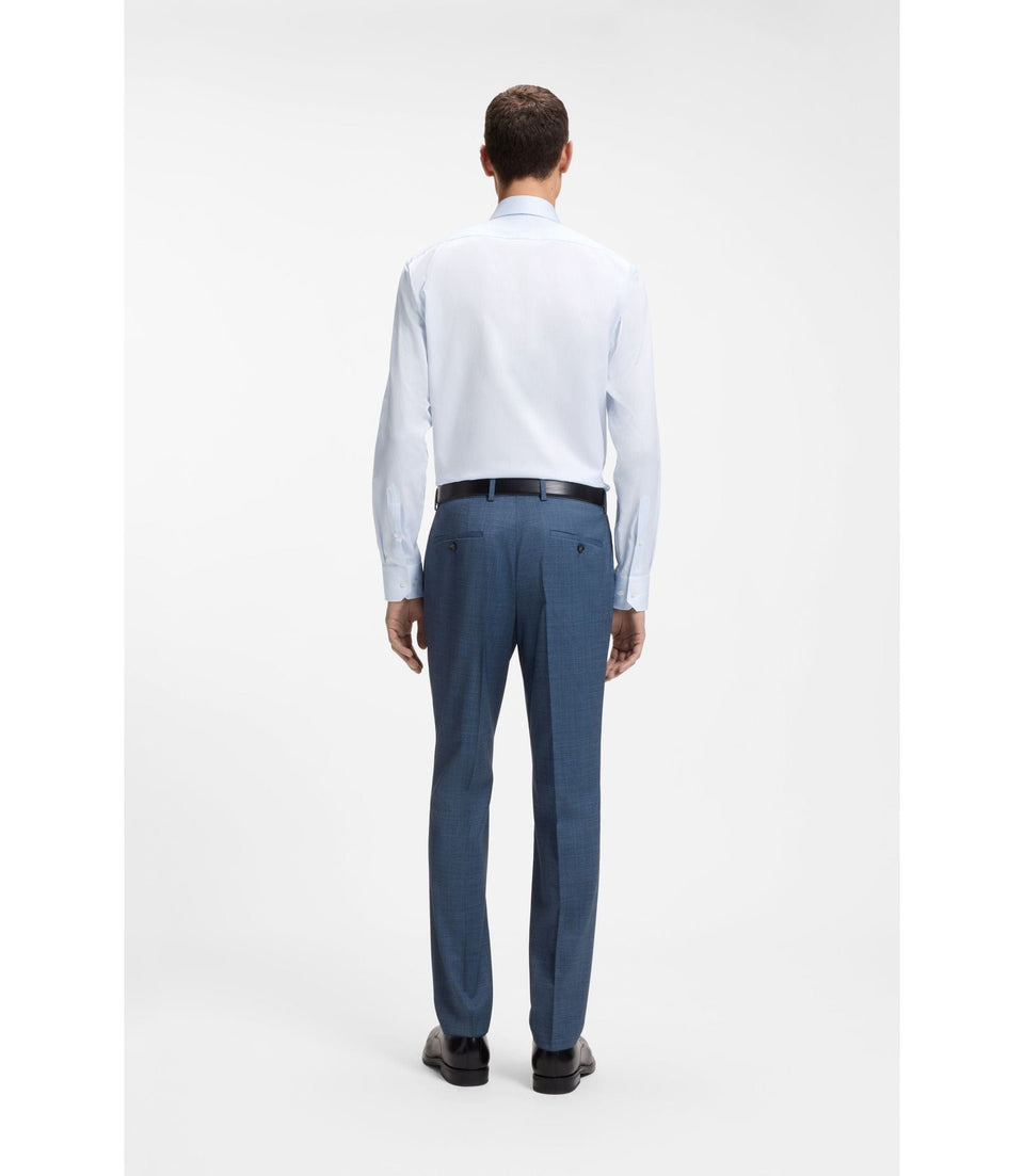 Boss Regular Fit Shirt In Structured Italian Made Cotton Blue