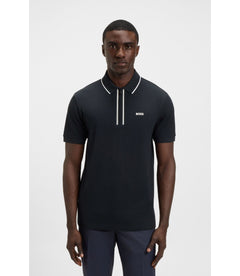 Boss Quick Dry Polo Shirt In Stretch Cotton Dark Blue
