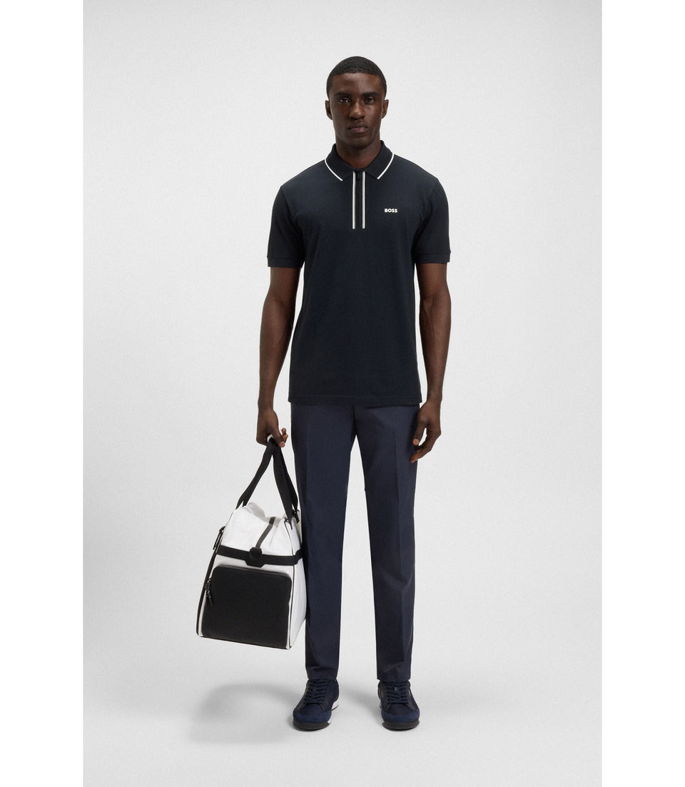 Boss Quick Dry Polo Shirt In Stretch Cotton Dark Blue