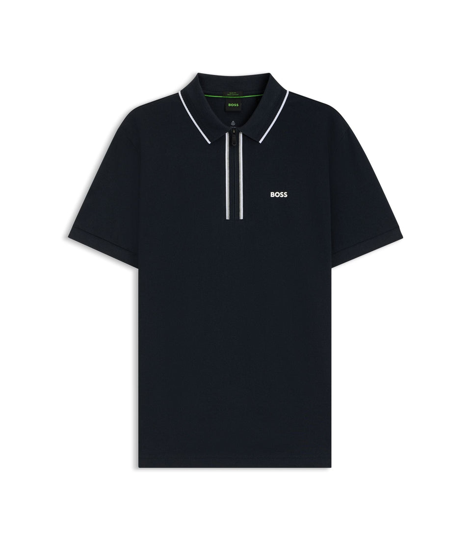 Boss Quick Dry Polo Shirt In Stretch Cotton Dark Blue