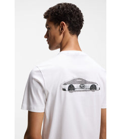 Boss Porsche X Boss Mercerized Cotton T Shirt With Rear Graphics White