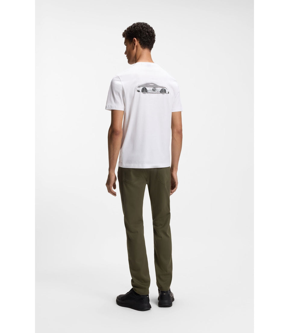 Boss Porsche X Boss Mercerized Cotton T Shirt With Rear Graphics White